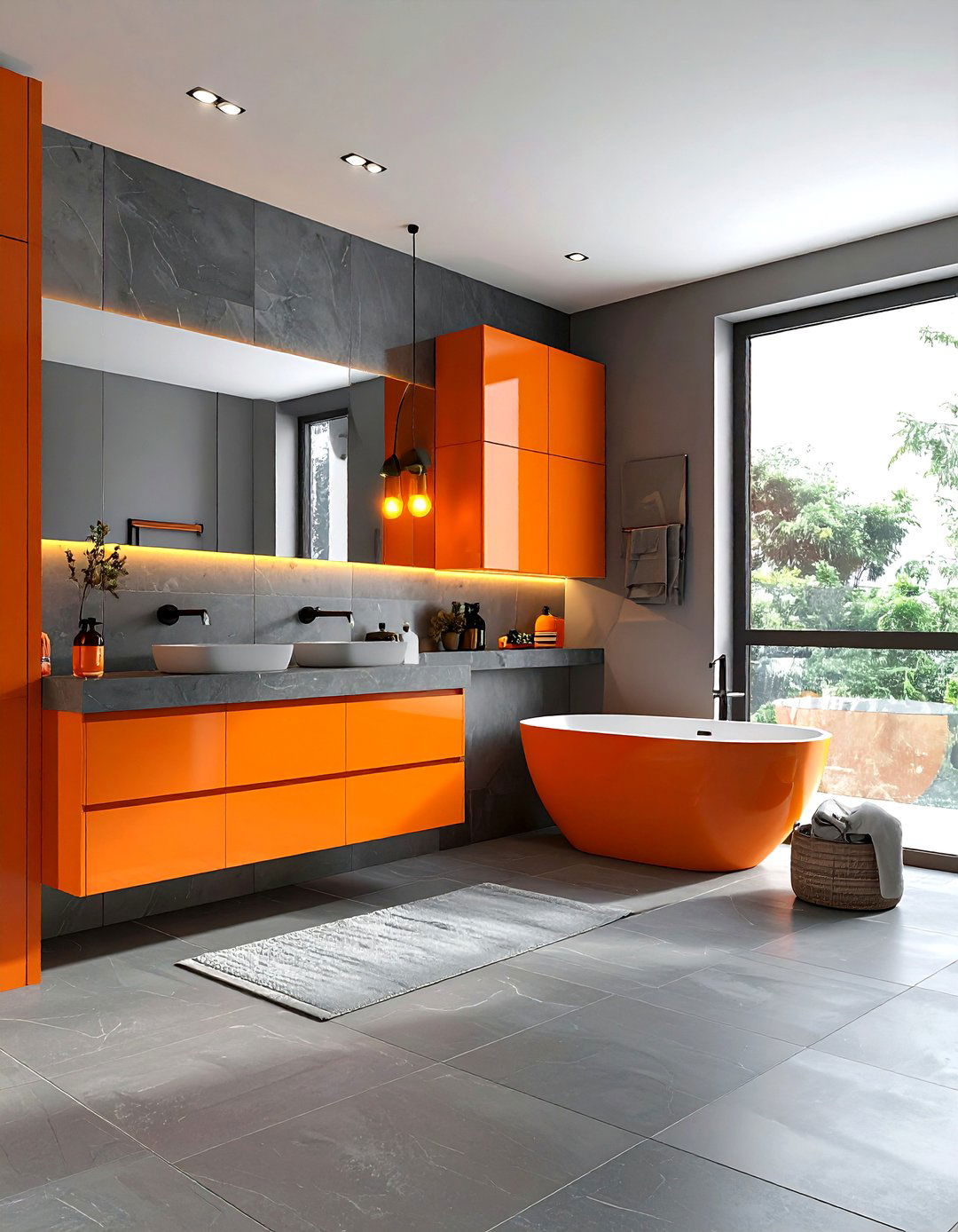 Tangerine And Gray Bathroom - 30 orange bathroom ideas