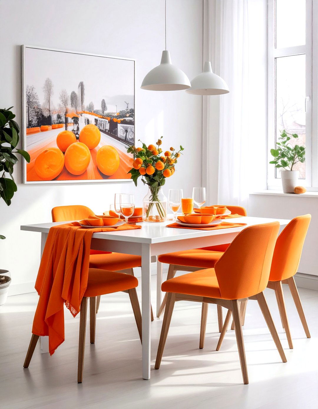 Tangerine Orange Dining Room Accents - 30 orange and white dining room ideas