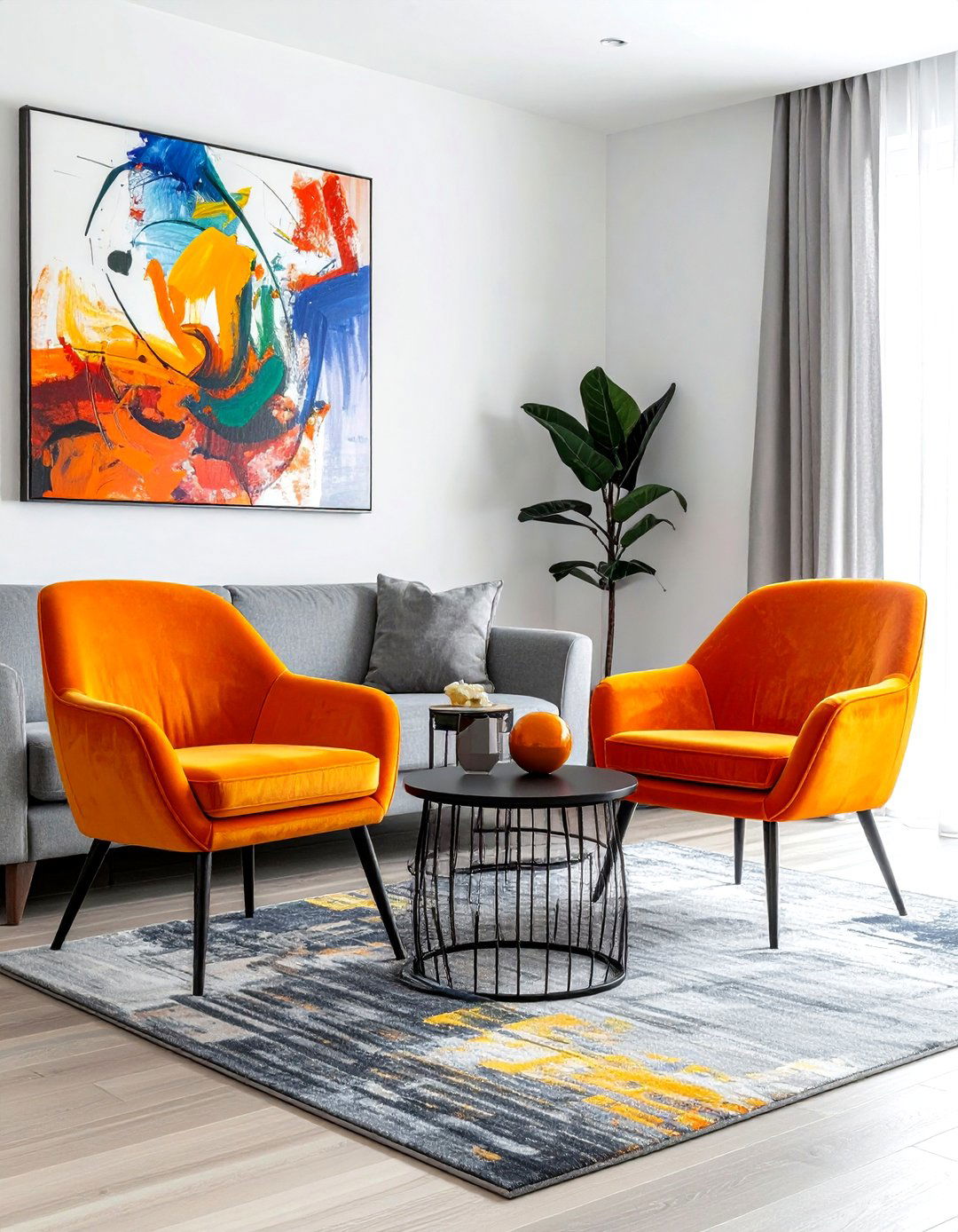 Tangerine accent chairs - 30 orange living room decor ideas