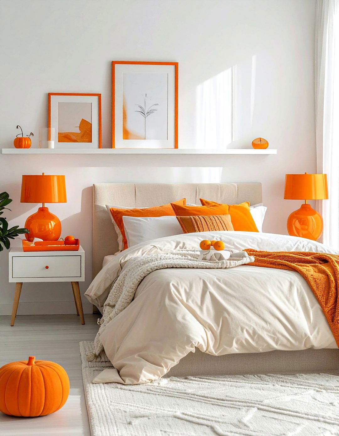 Tangerine bedroom accessories - 30 orange bedroom ideas