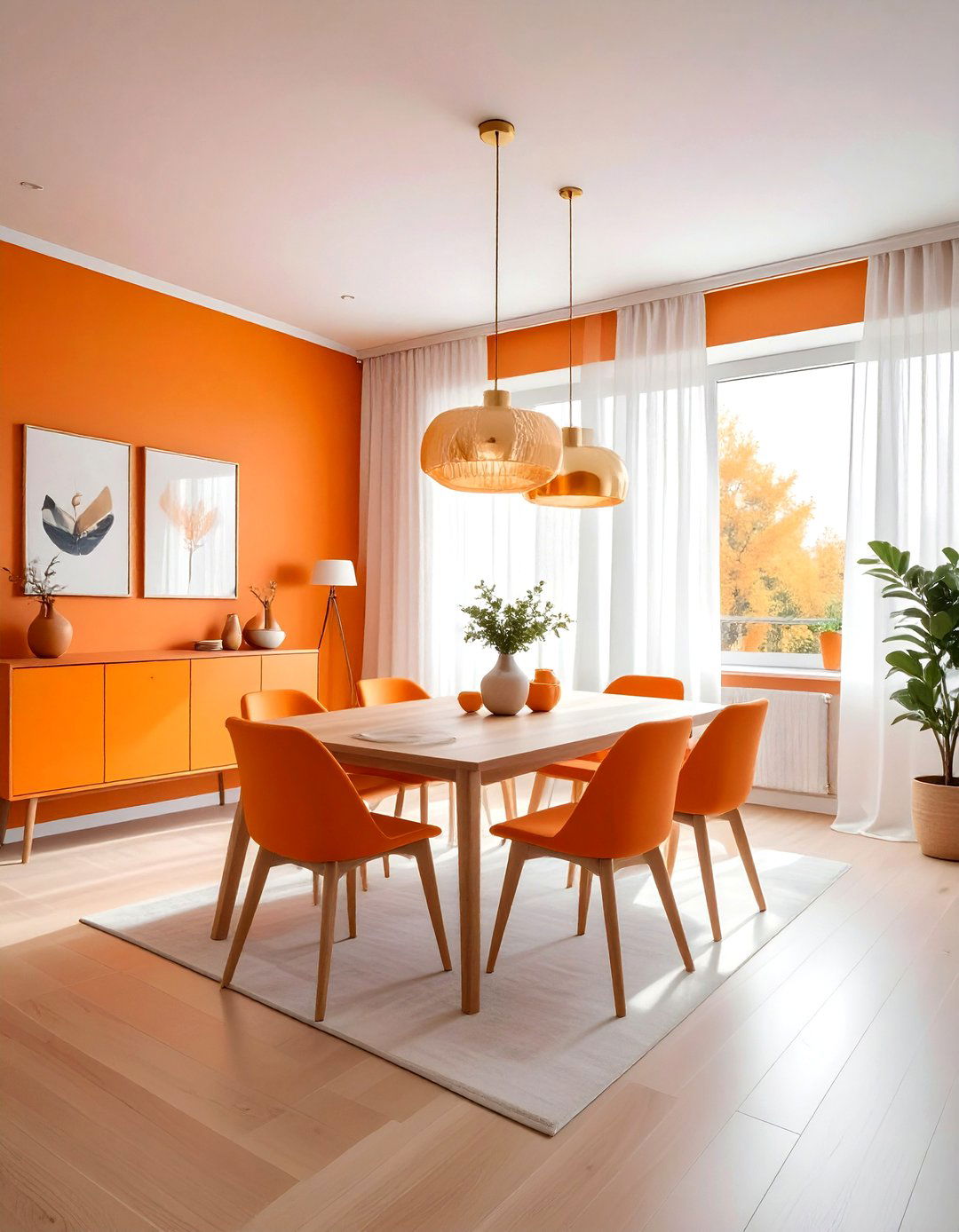 Tangerine dining room - 30 bright orange dining room ideas