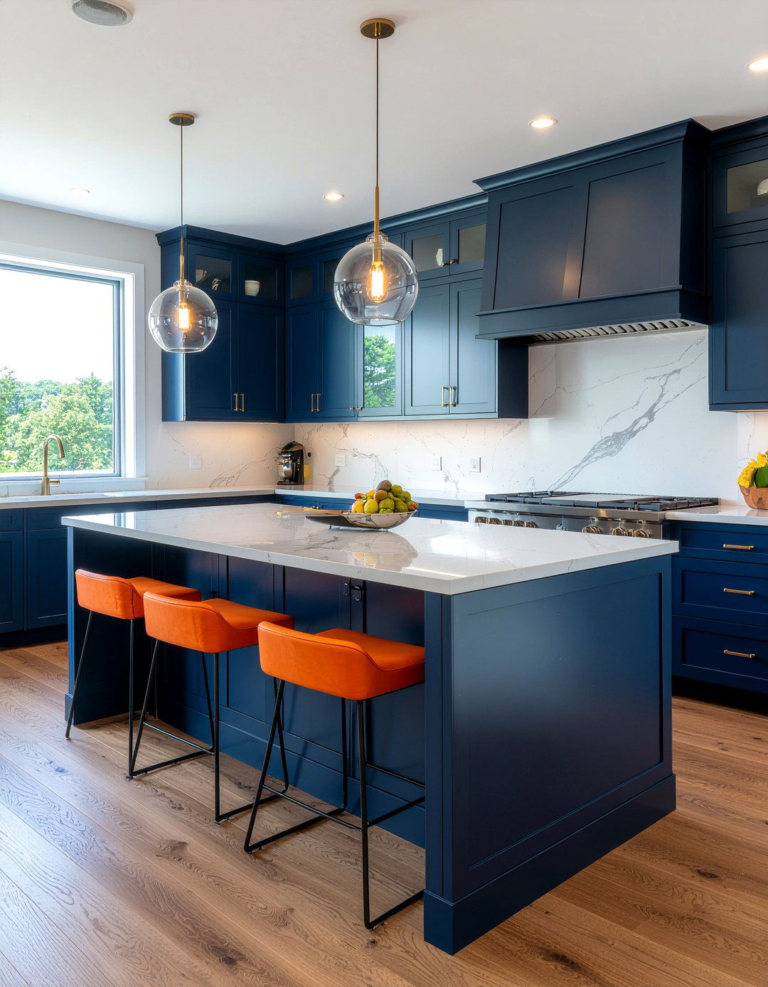 Tangerine kitchen island - 30 orange kitchen ideas