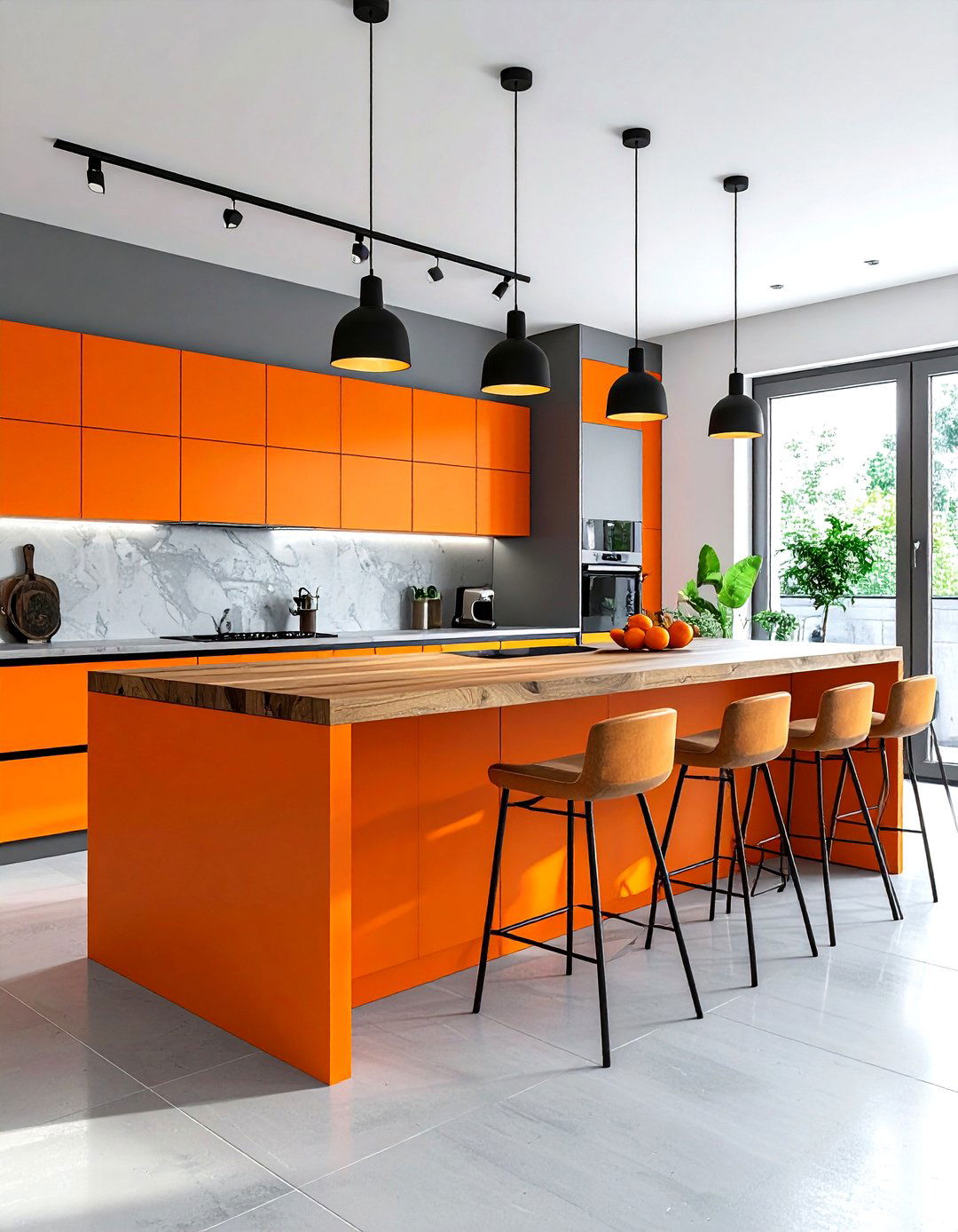 Tangerine kitchen island - 30 bright orange kitchen ideas