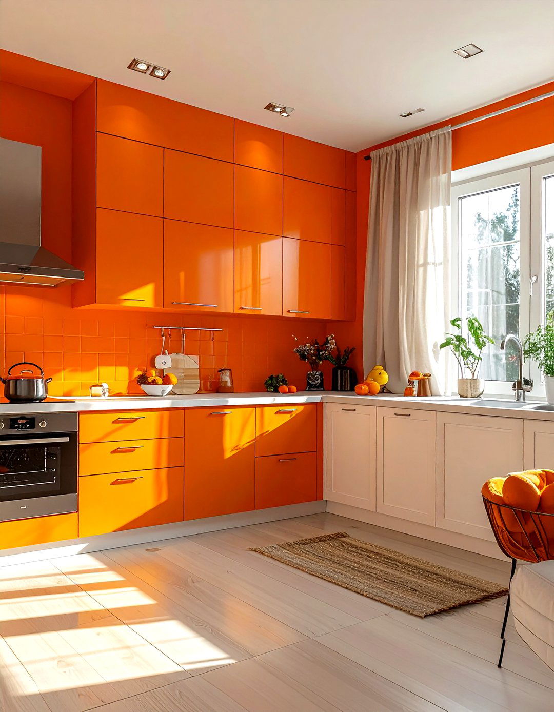 Tangerine kitchen walls - 30 orange kitchen decor ideas