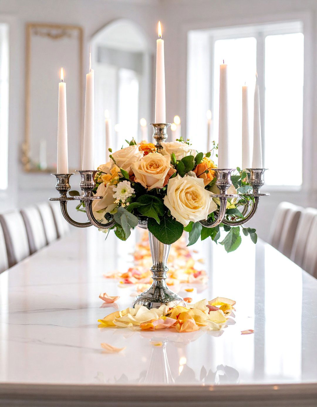 Taper Candle Centerpiece - 30 stately dining room ideas