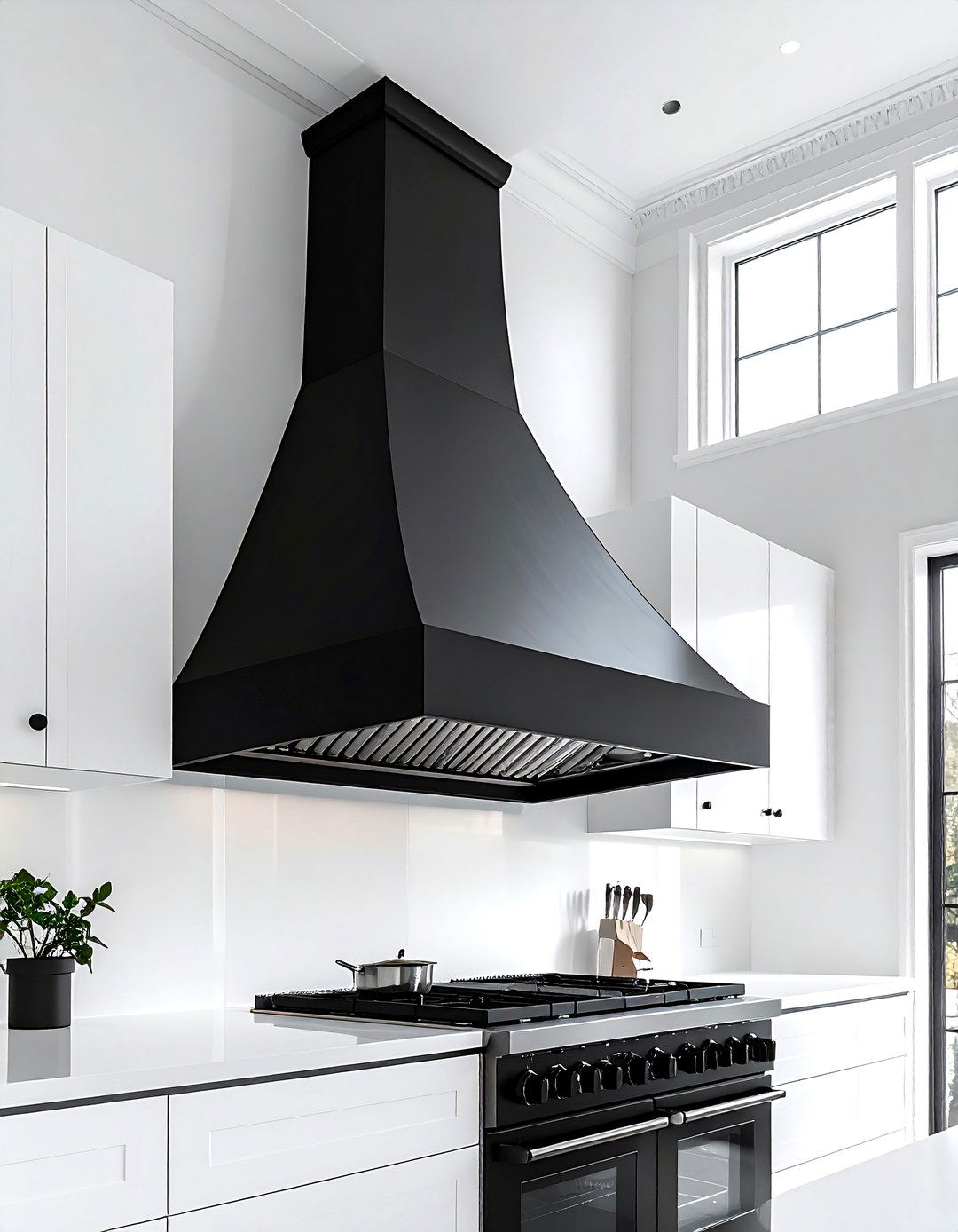 Tapered Black Kitchen Hood - 30 black hood kitchen ideas