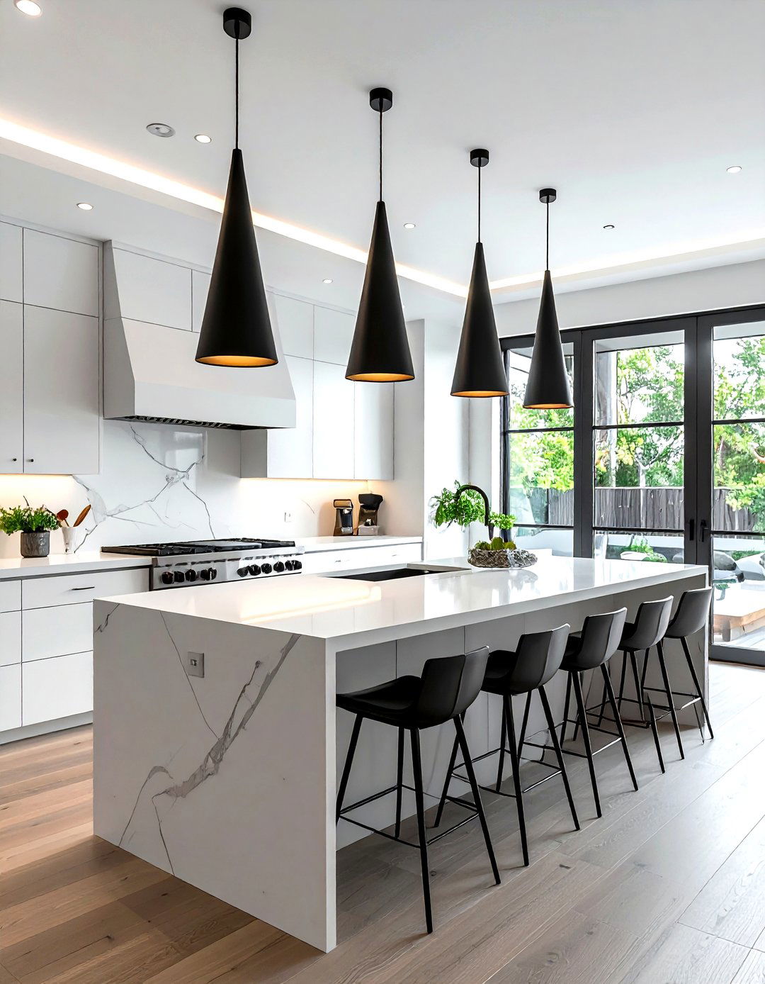 Tapered Cone Lights - 30 kitchen island lighting ideas