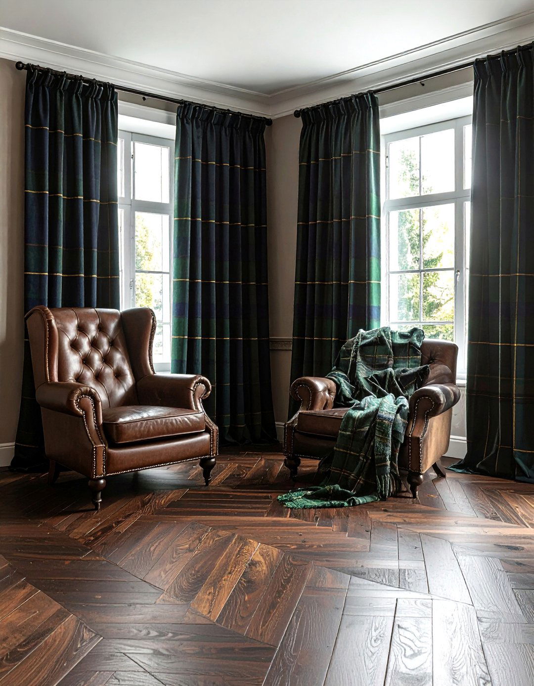Tartan pattern curtains - 30 plaid decor ideas