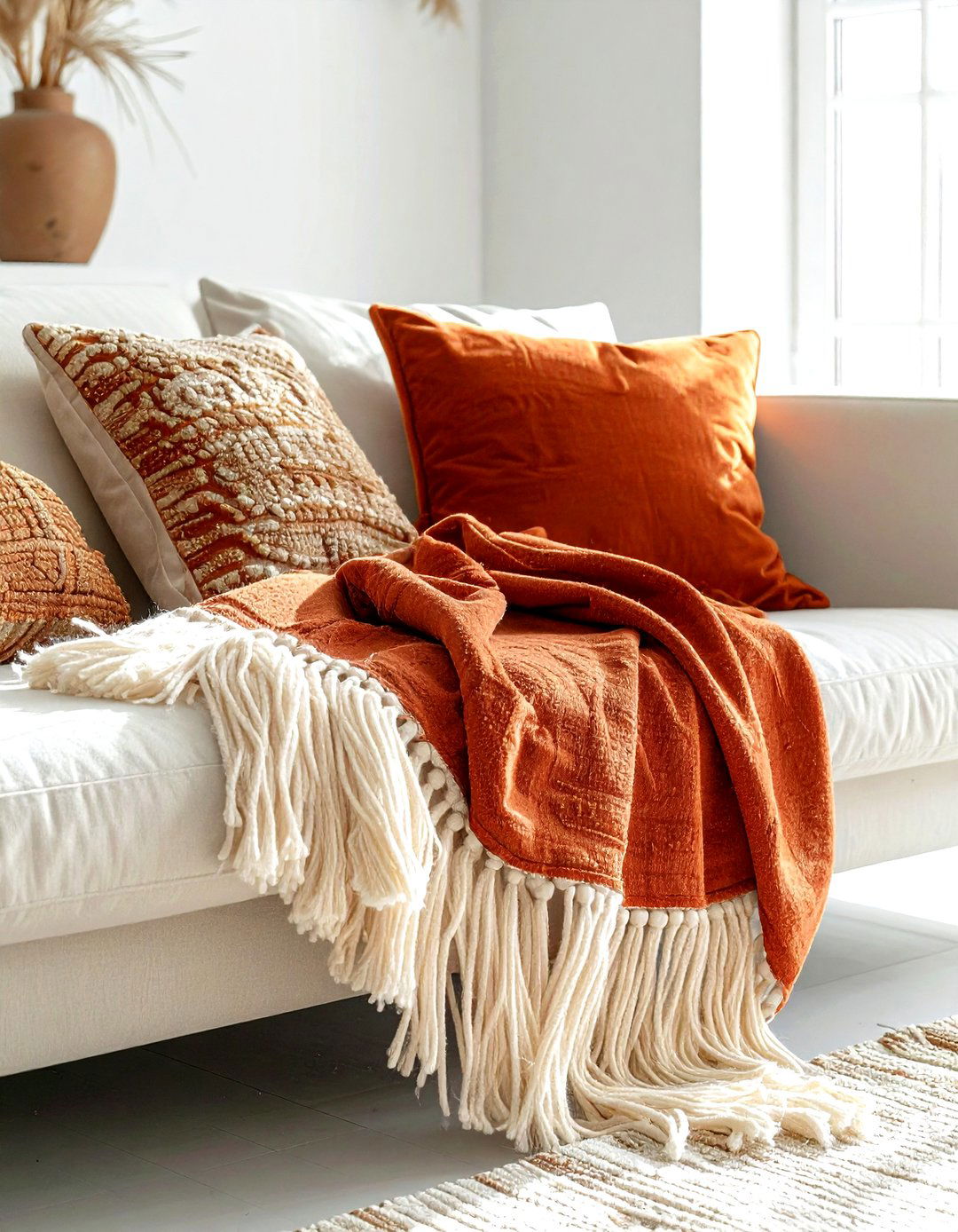 Tassel Edge Detail - 30 living room blanket styling ideas