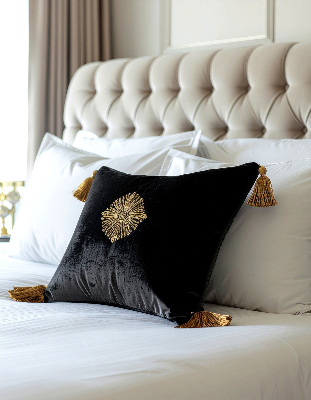 Tassel Fringe Pillow - 30 Hollywood regency bedroom ideas