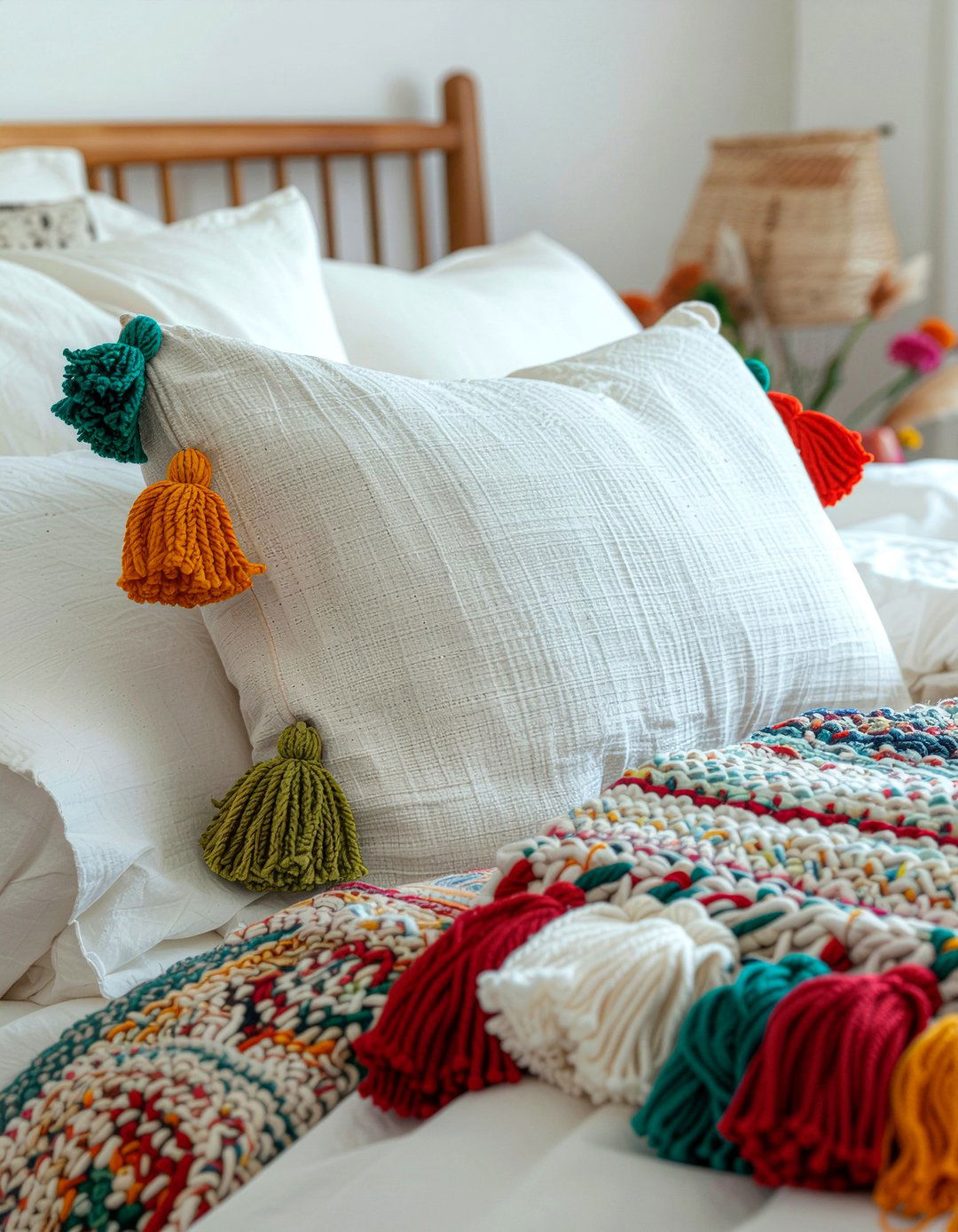 Tassel Pillow - 30 DIY bedroom ideas
