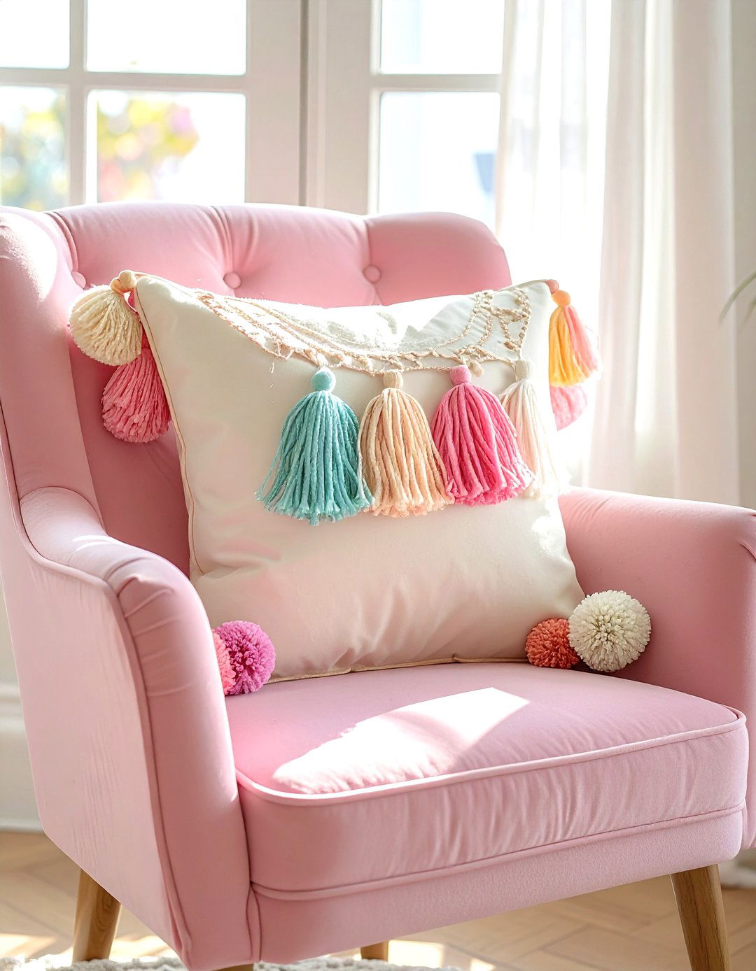 Tassel and pom pom pillows - 30 pillow styling ideas