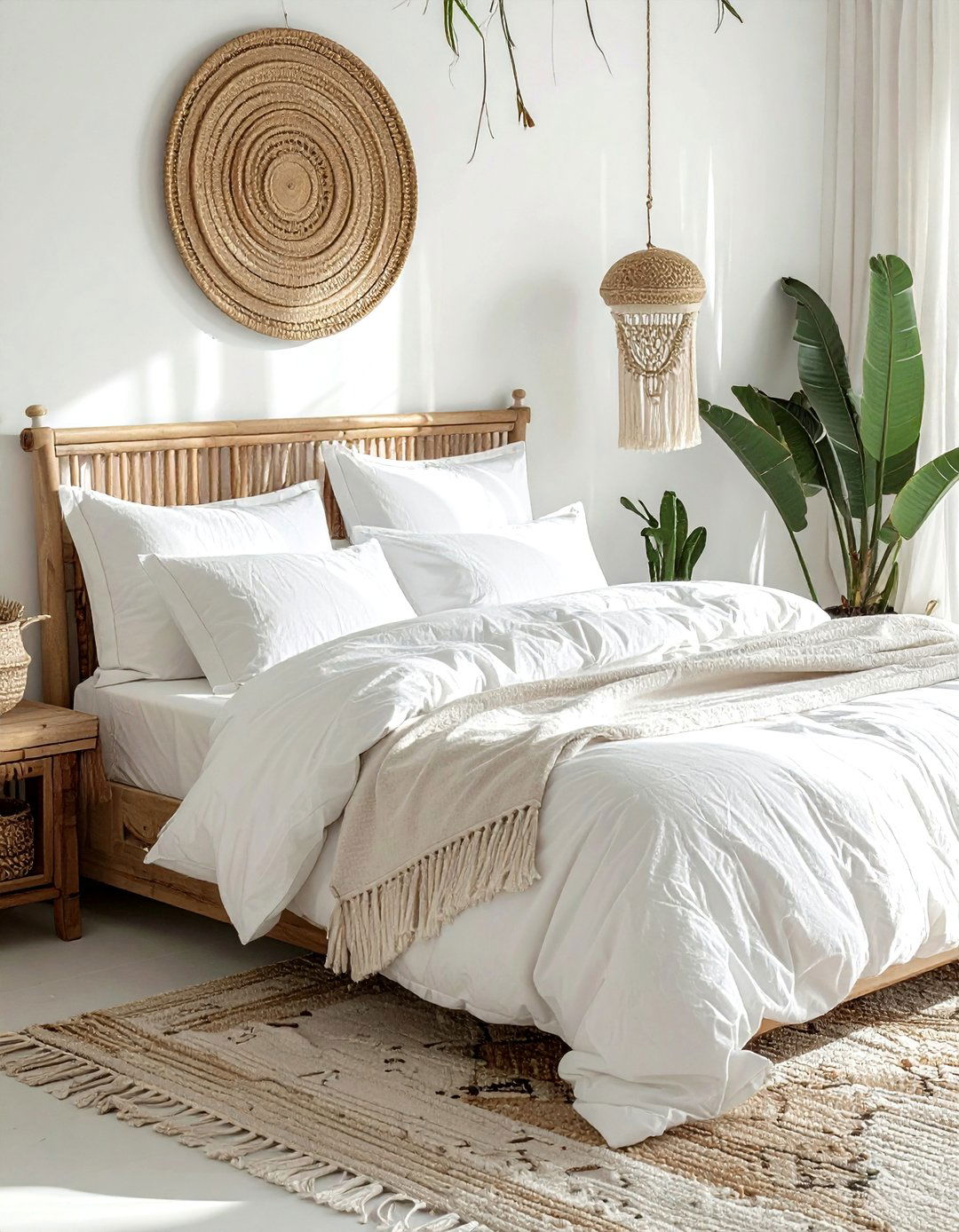 Tassel duvet cover - 30 bohemian white bedroom ideas