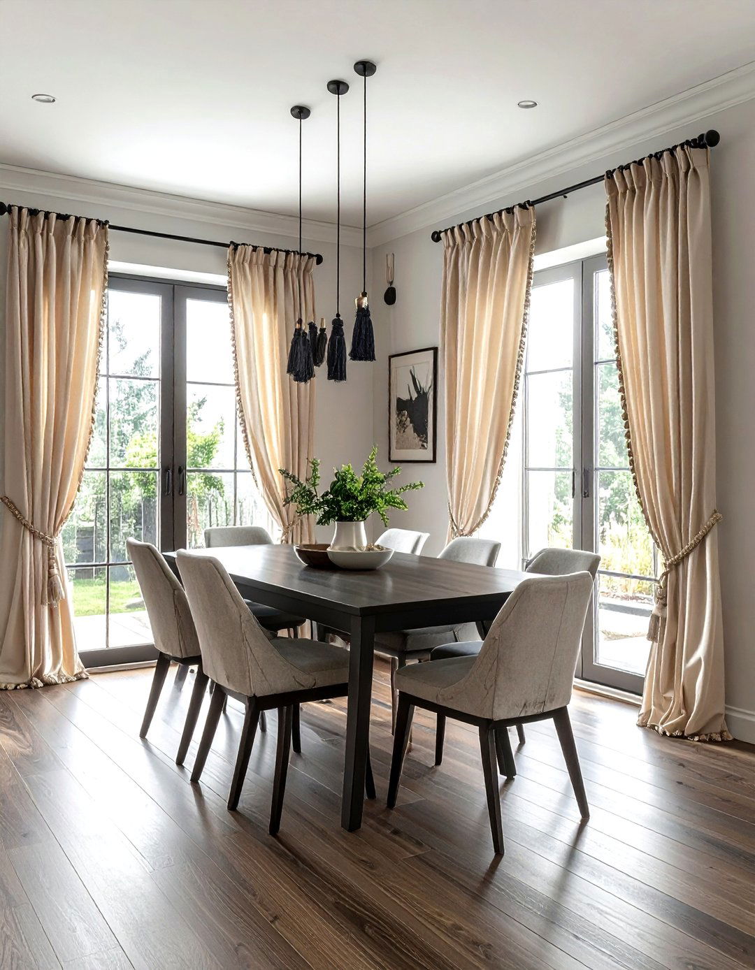 Tassel floor length dining curtains - 30 floor length curtain dining room ideas
