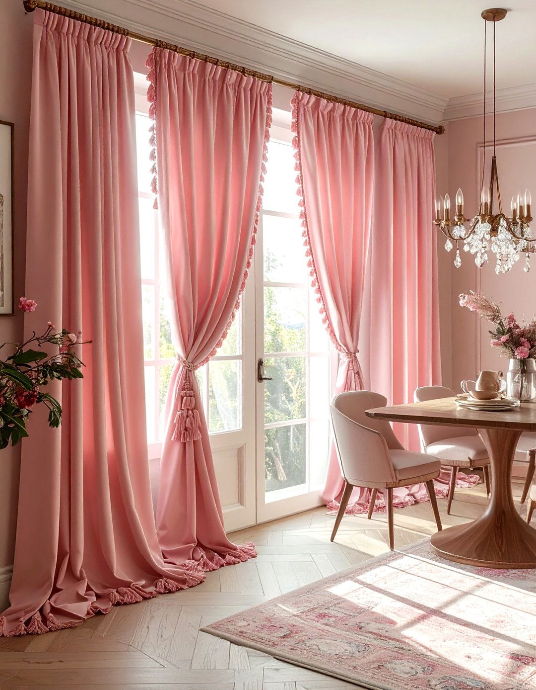 Tassel trim drapes - 30 dining room drape ideas