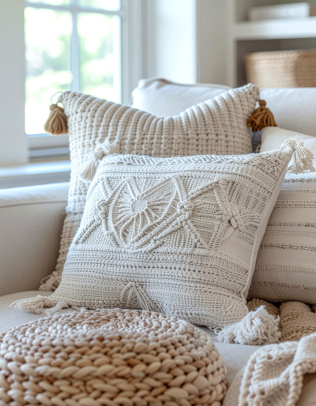Tasseled Boho Throw Pillows - 30 living room throw pillow arrangement