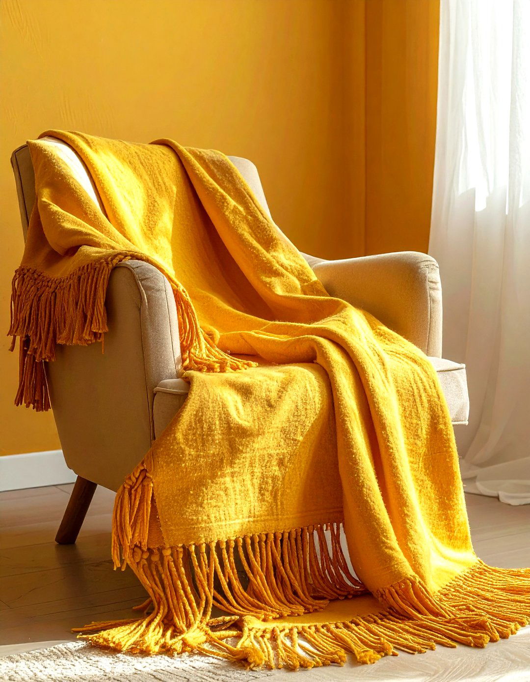 Tasseled Cotton Throw - 30 soft texture living room ideas