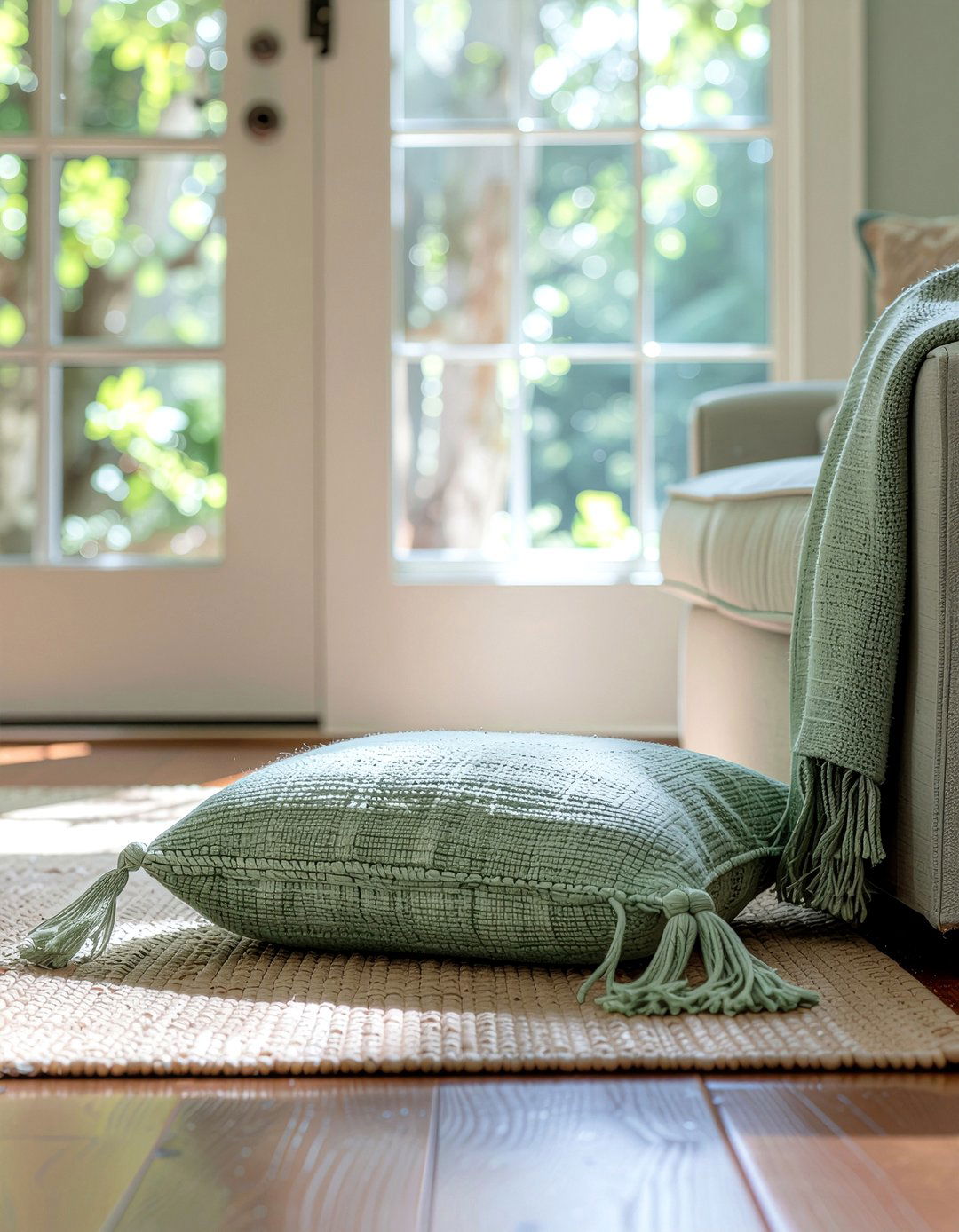 Tasseled Floor Pillow - 30 living room floor cushion ideas