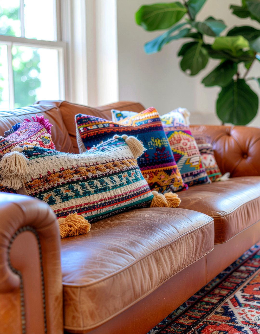 Tasseled Sofa Pillows - 30 living room pillow styling ideas