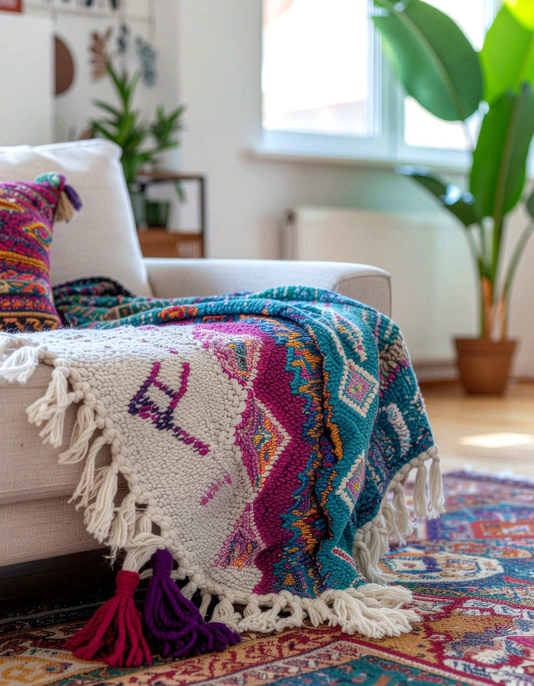 Tasseled boho blanket - 30 living room throws