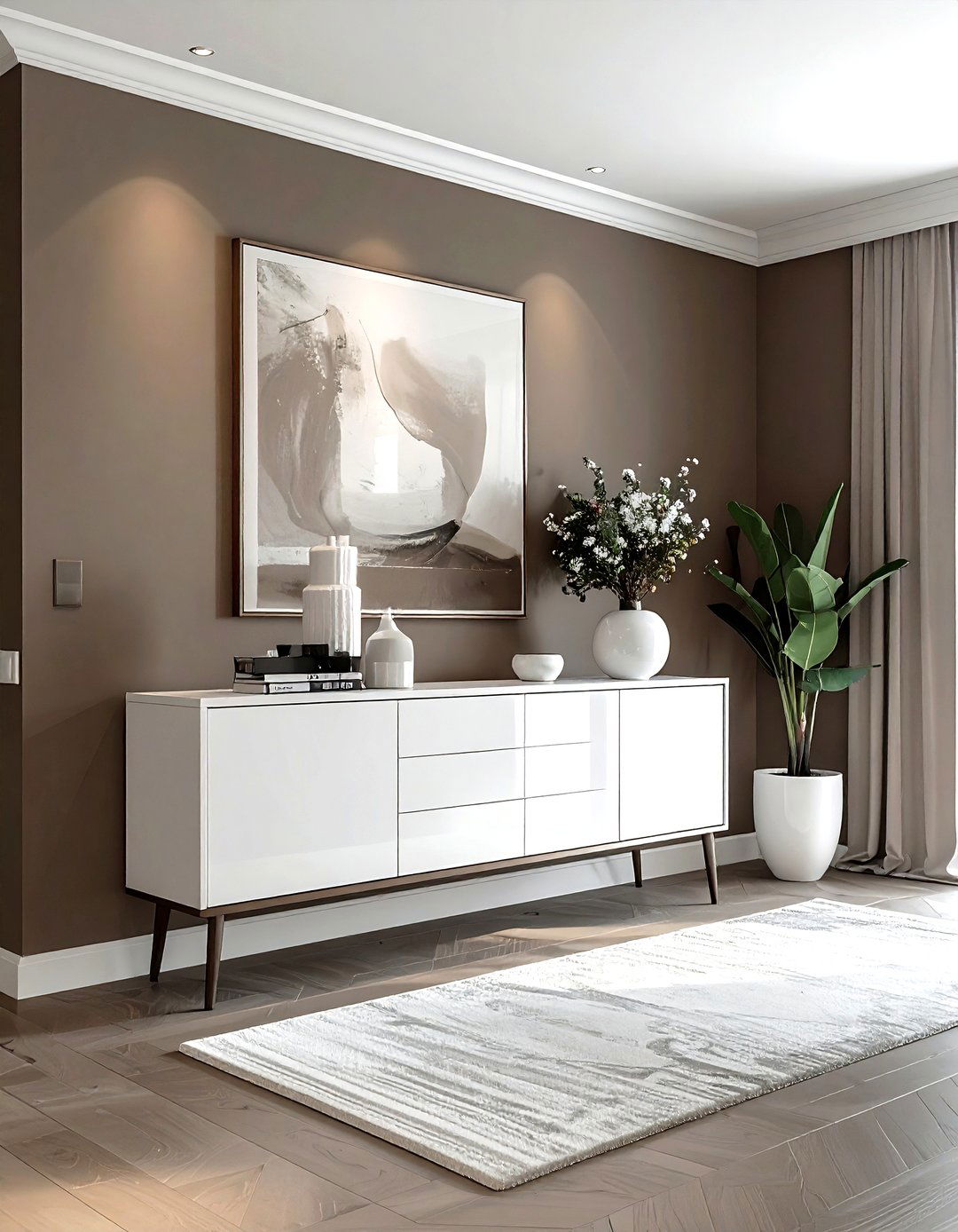 Taupe Accent Wall - 30 taupe and white living room ideas