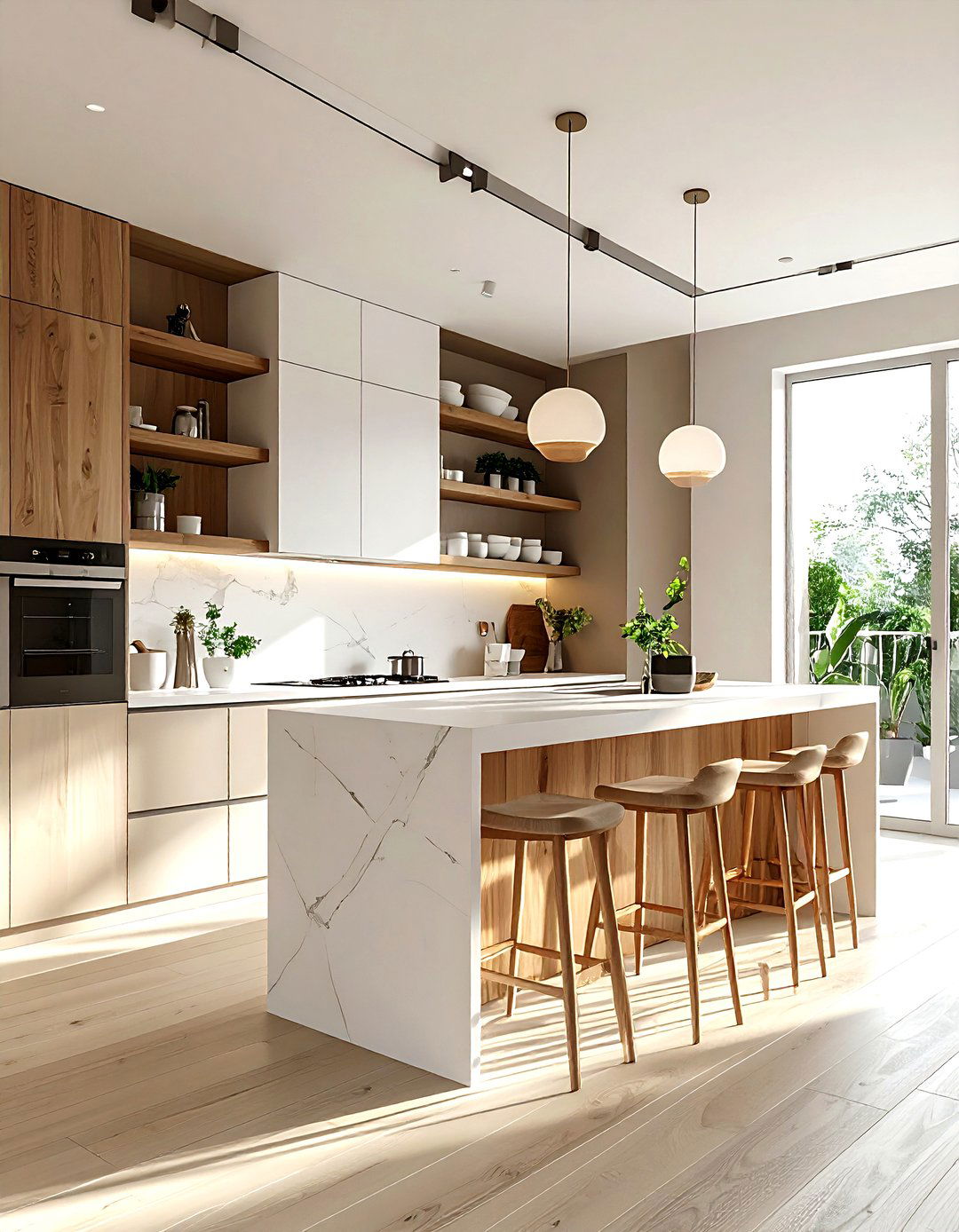 Taupe And White Kitchen With Wood Accents - 30 taupe and white kitchen ideas