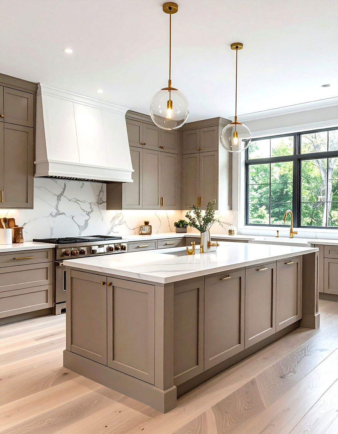 Taupe Kitchen Cabinets Brass Hardware White - 30 taupe and white kitchen ideas