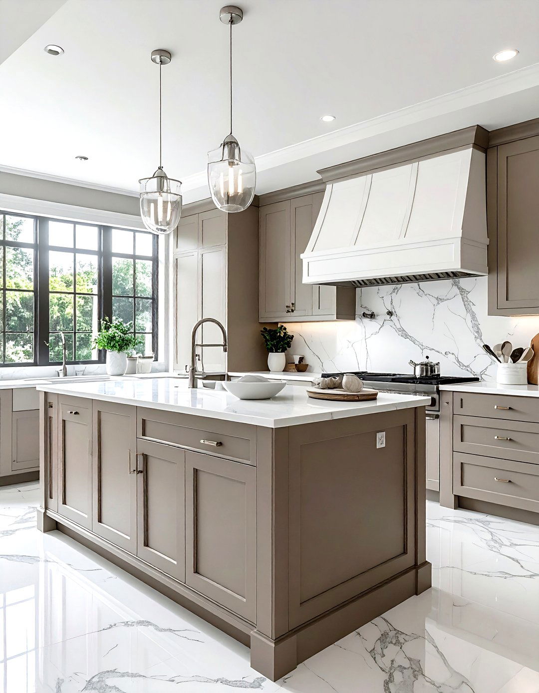 Taupe Shaker Cabinets White Marble - 30 taupe and white kitchen ideas