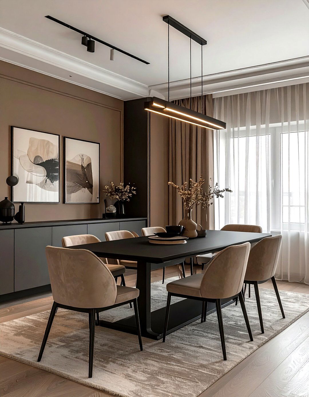Taupe and black dining room - 30 taupe dining room color schemes