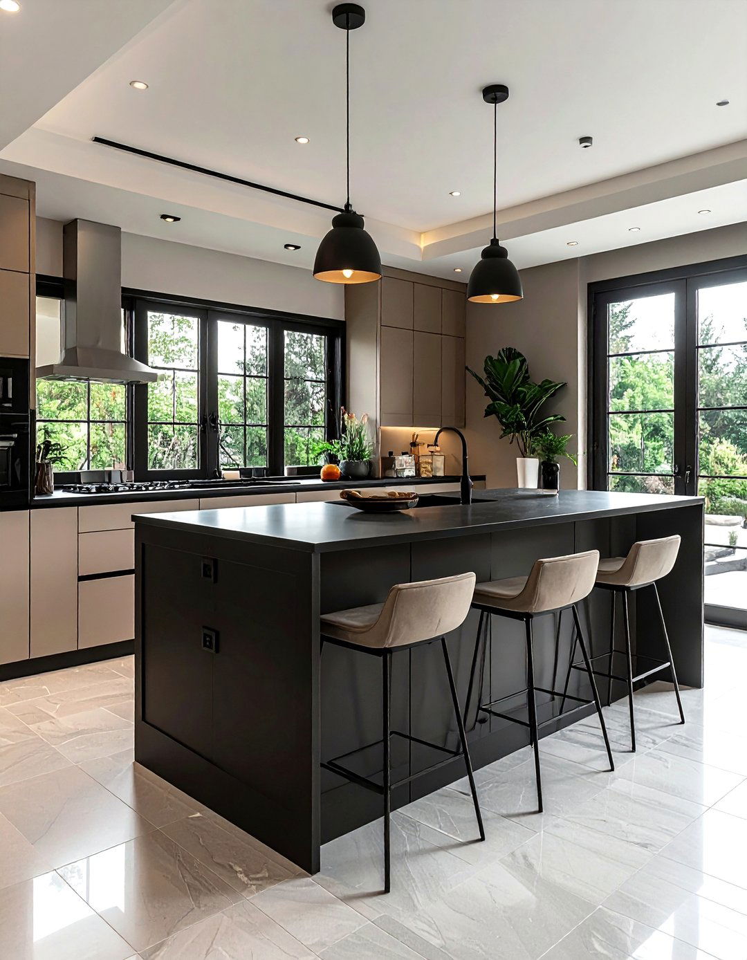 Taupe and black kitchen - 30 taupe kitchen ideas