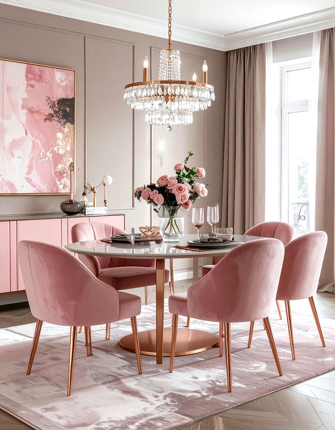 Taupe and blush pink dining room - 30 taupe dining room color schemes