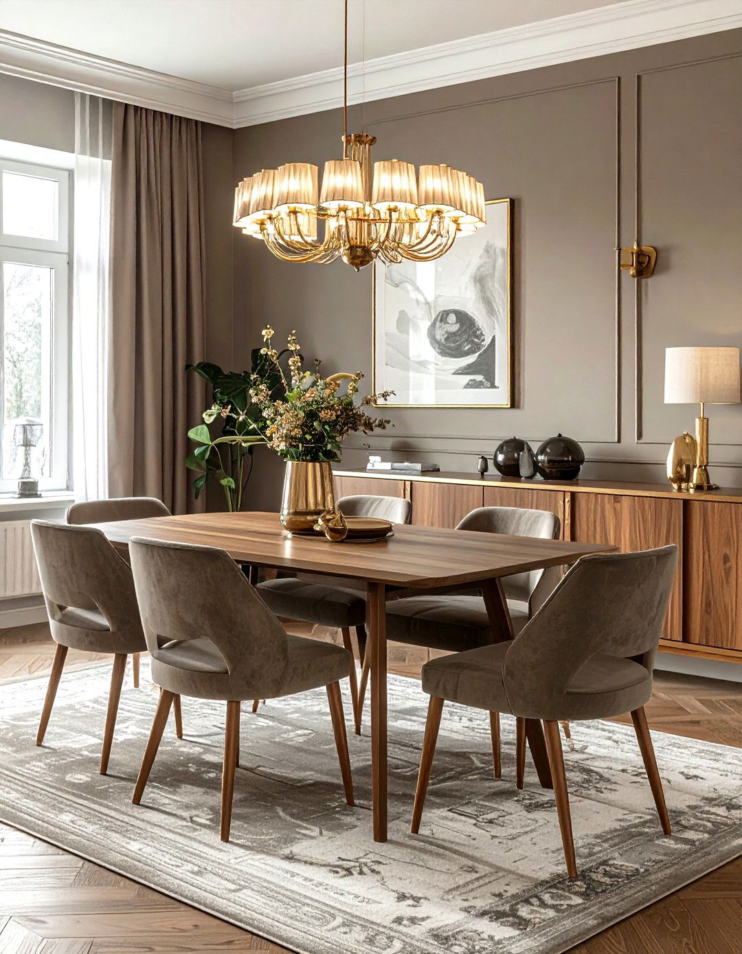 Taupe and brass dining room - 30 taupe dining room color schemes