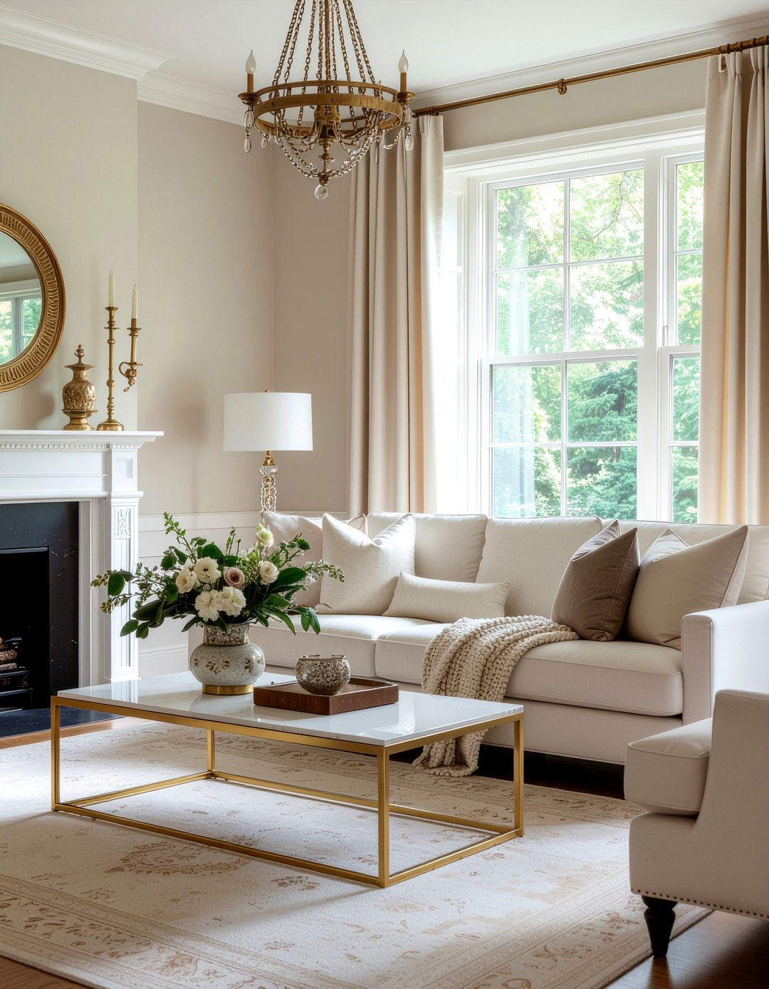 Taupe and brass living room - 30 taupe living room ideas