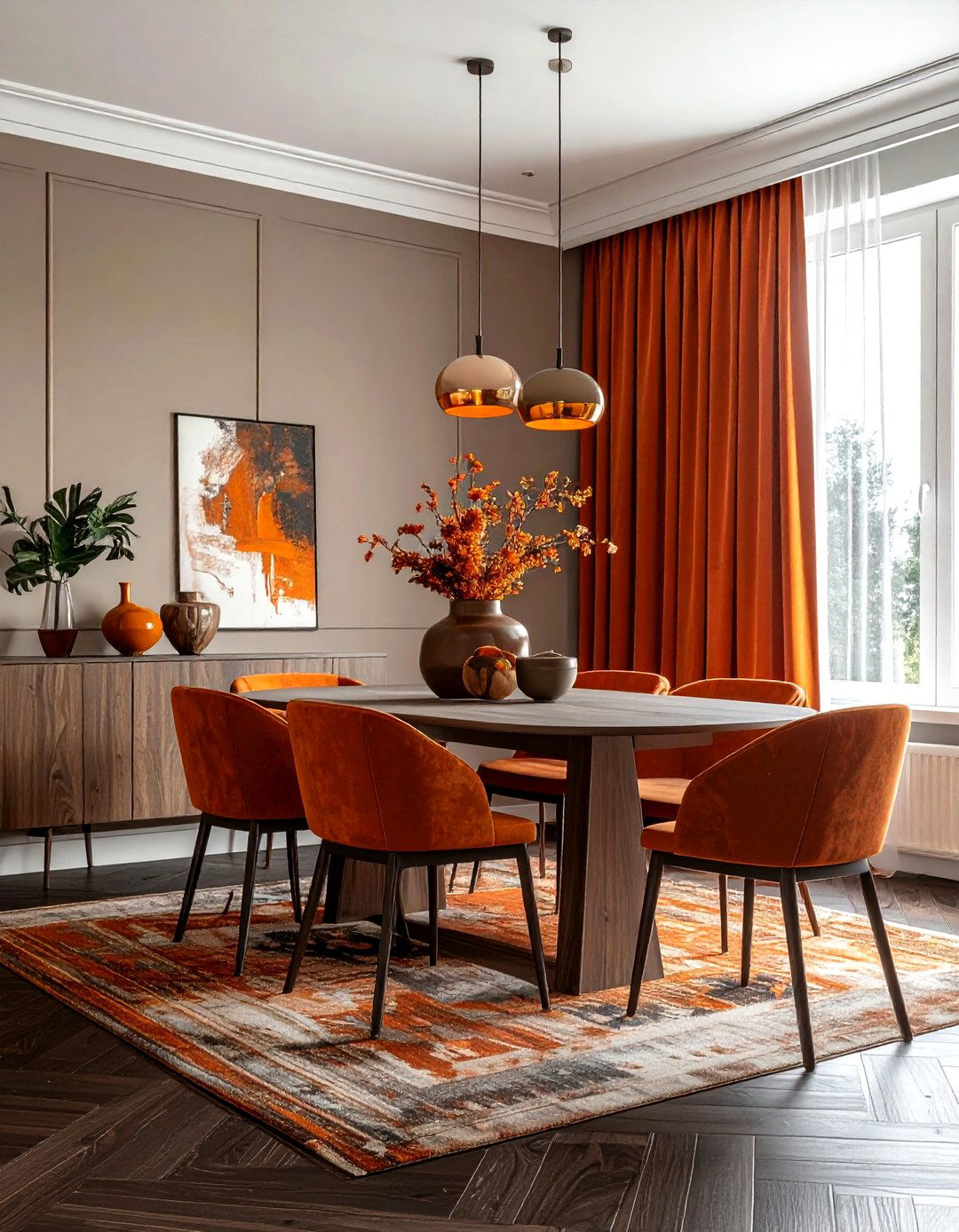 Taupe and burnt orange dining room - 30 taupe dining room color schemes