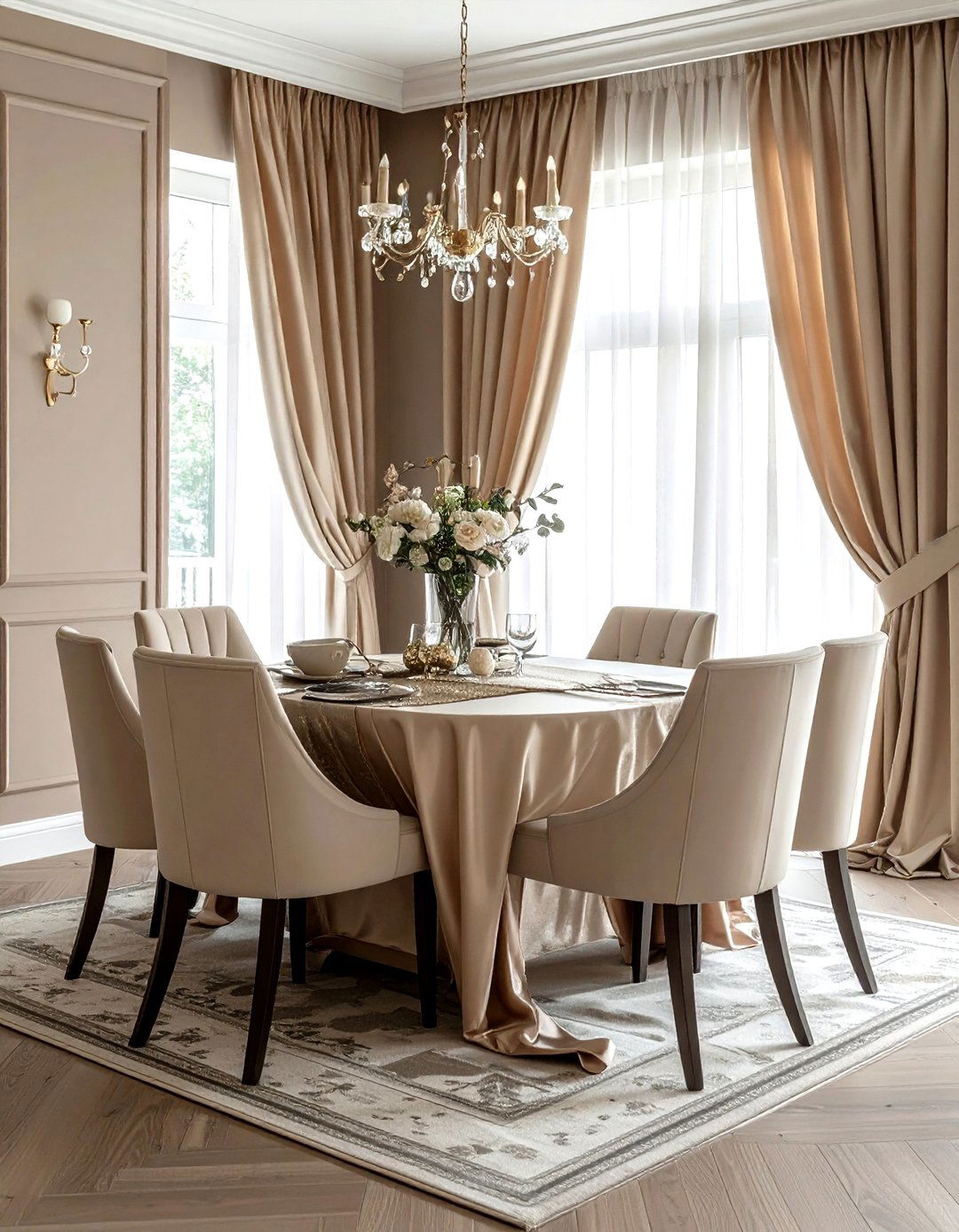 Taupe and champagne dining room - 30 taupe dining room color schemes