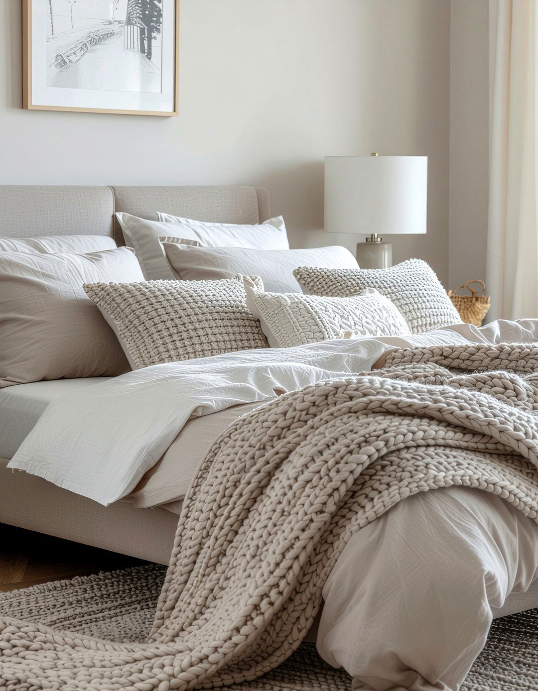 Taupe and cream bedding - 30 taupe bedroom ideas