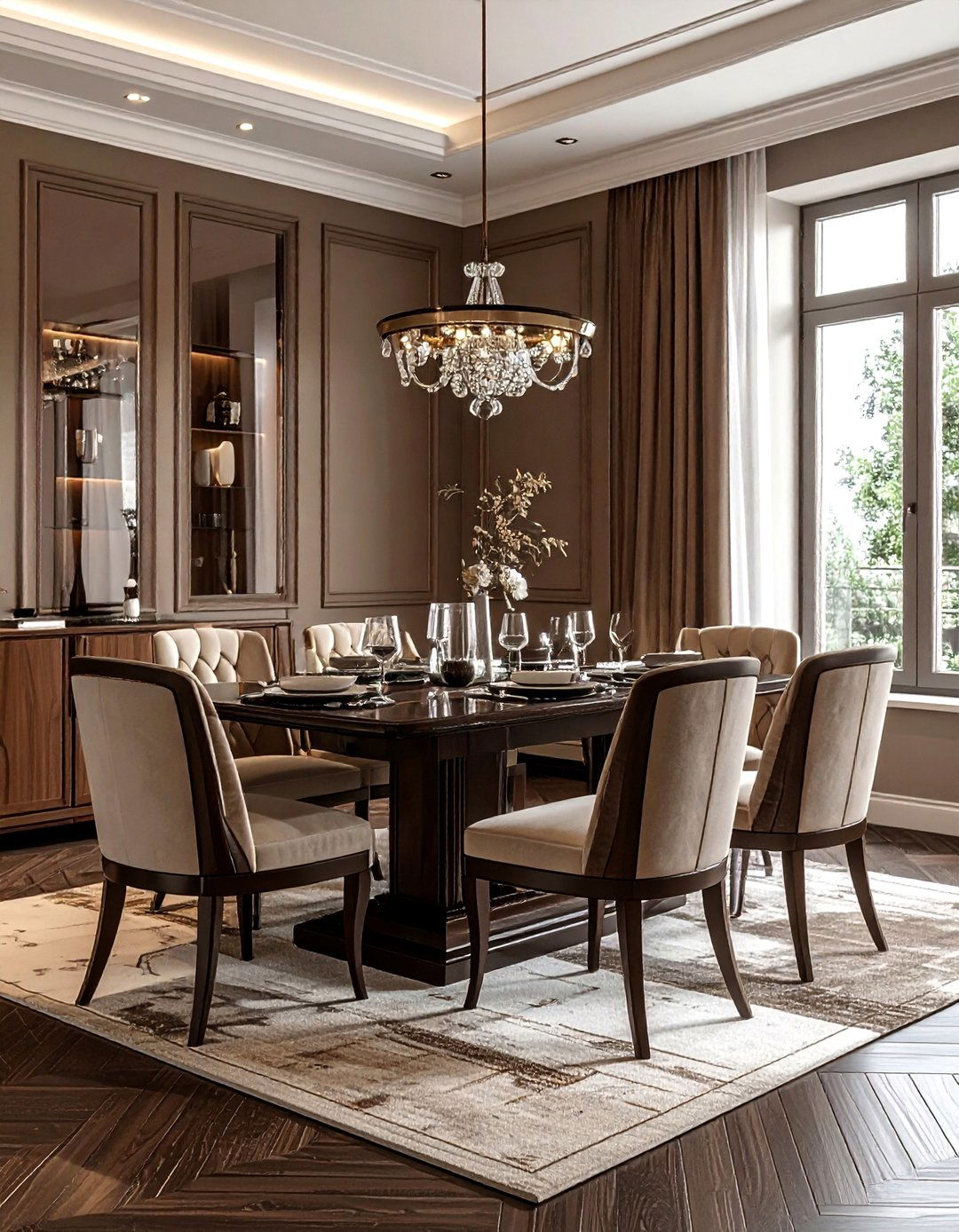 Taupe and dark brown dining room - 30 taupe dining room color schemes