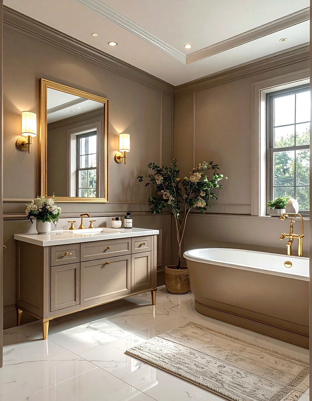 Taupe and gold bathroom - 30 taupe bathroom ideas