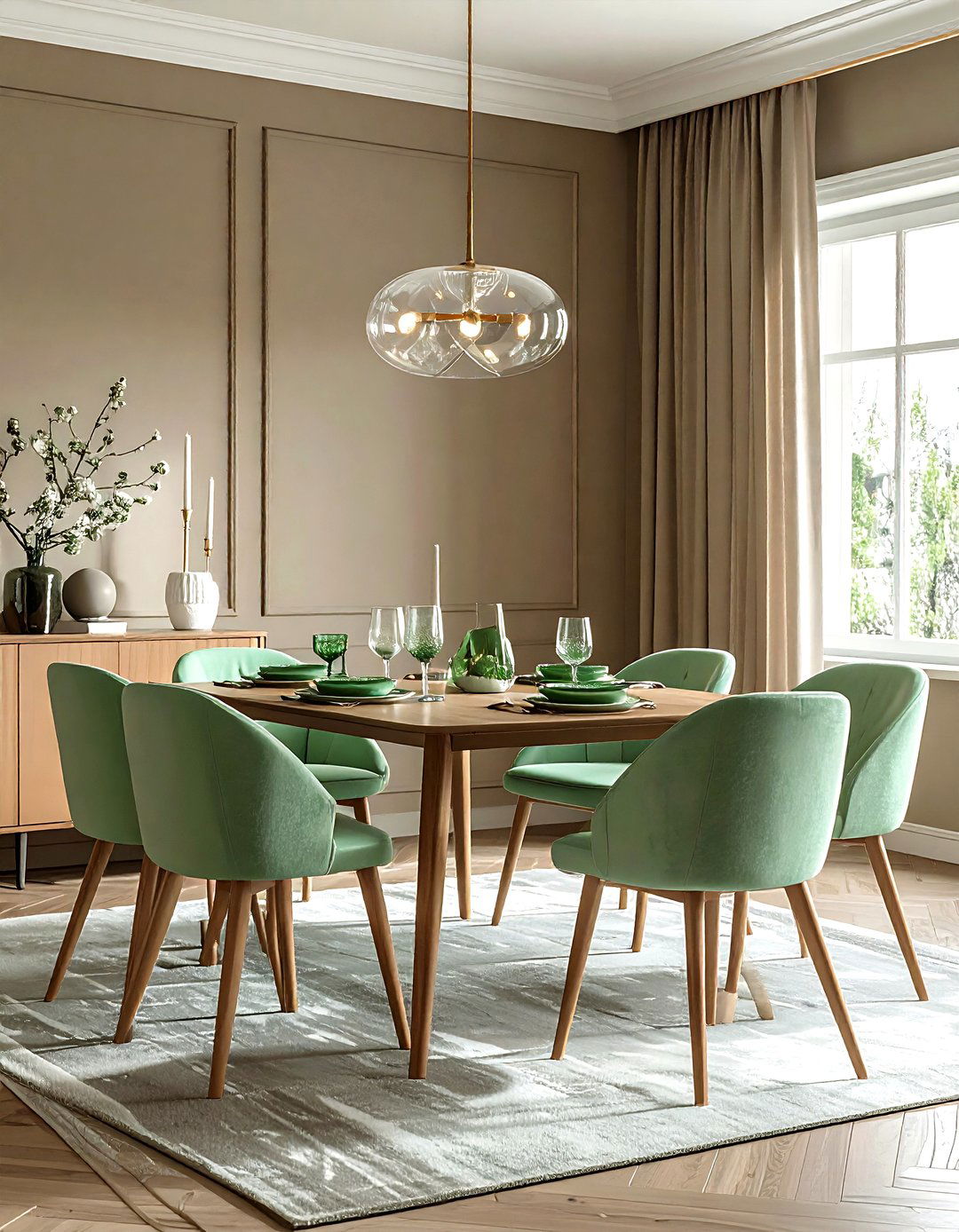 Taupe and mint green dining room - 30 taupe dining room color schemes