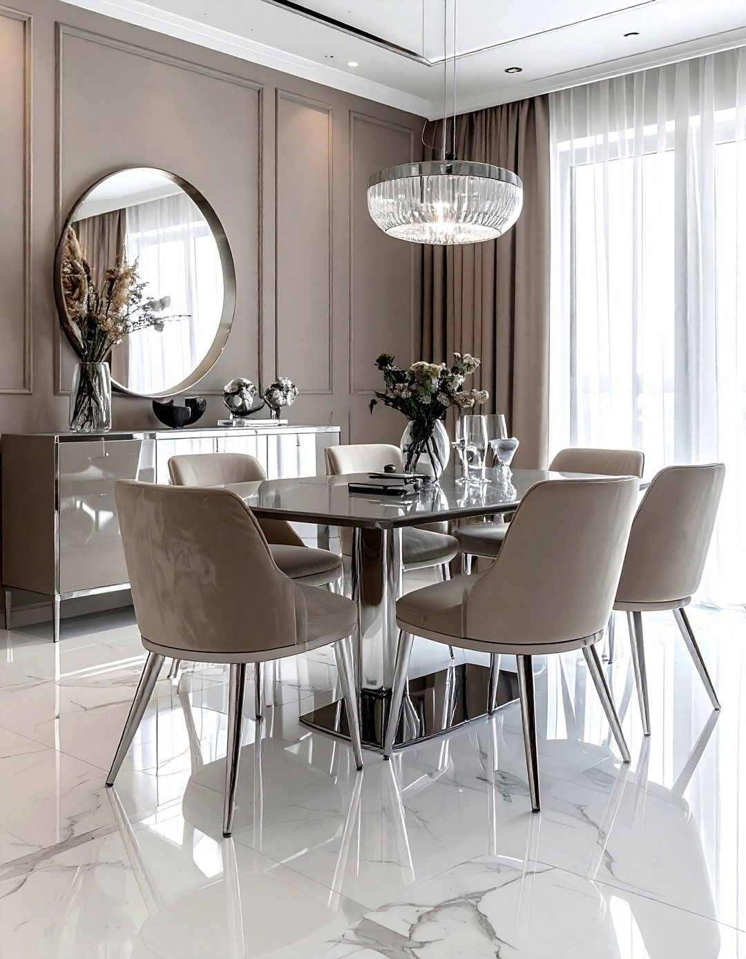 Taupe and silver dining room - 30 taupe dining room color schemes