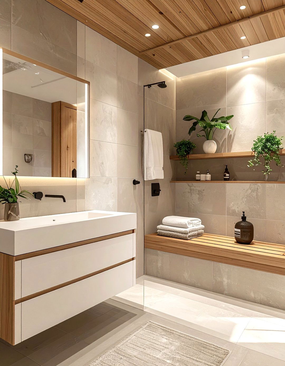 Taupe and wood bathroom - 30 taupe bathroom ideas