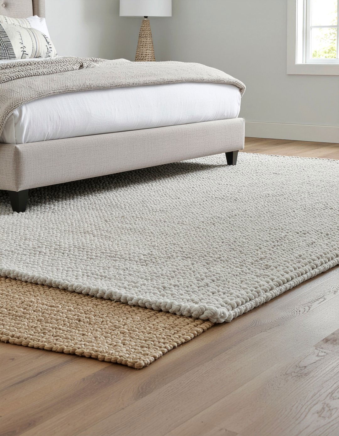 Taupe bedroom with layered rugs - 30 taupe bedroom ideas