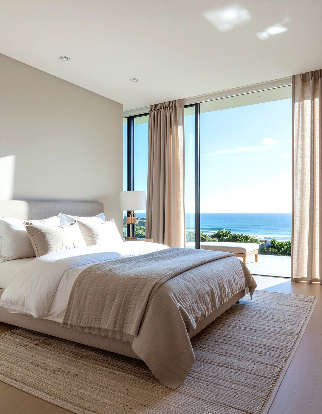 Taupe bedroom with linen curtains - 30 taupe bedroom ideas