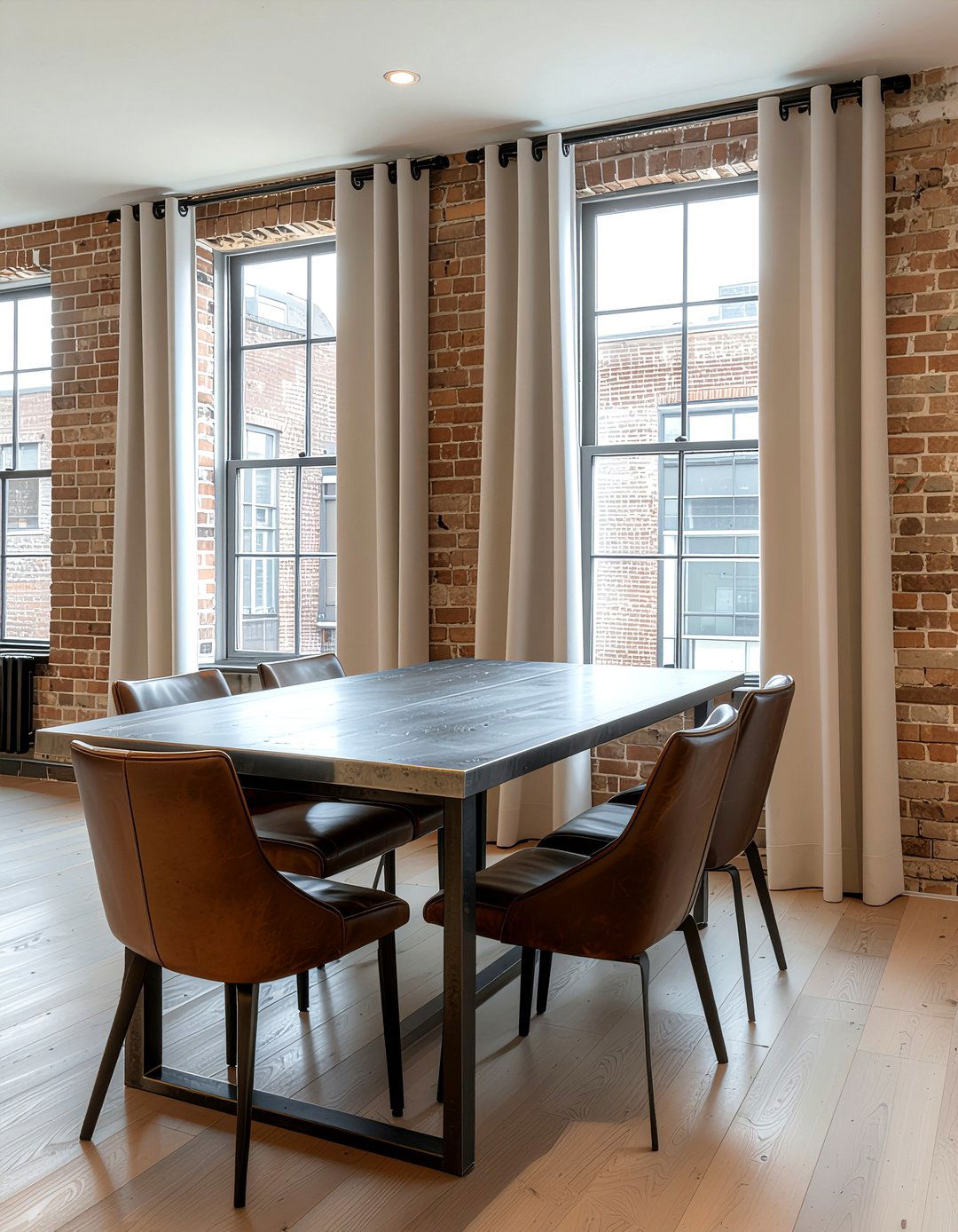 Taupe grommet curtains - 30 neutral curtain dining room ideas