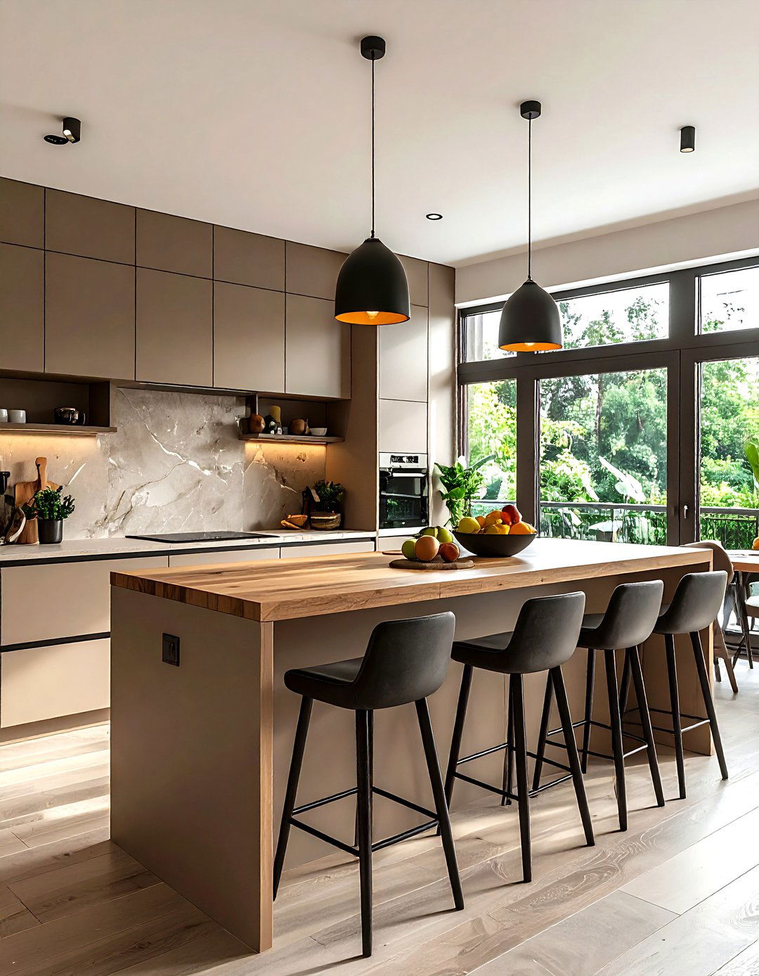 Taupe kitchen with breakfast bar - 30 taupe kitchen ideas