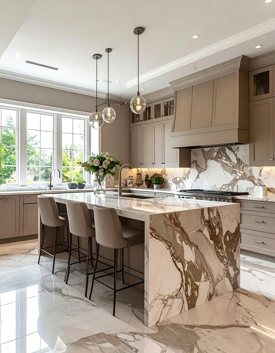 Taupe kitchen with marble countertops - 30 taupe kitchen ideas
