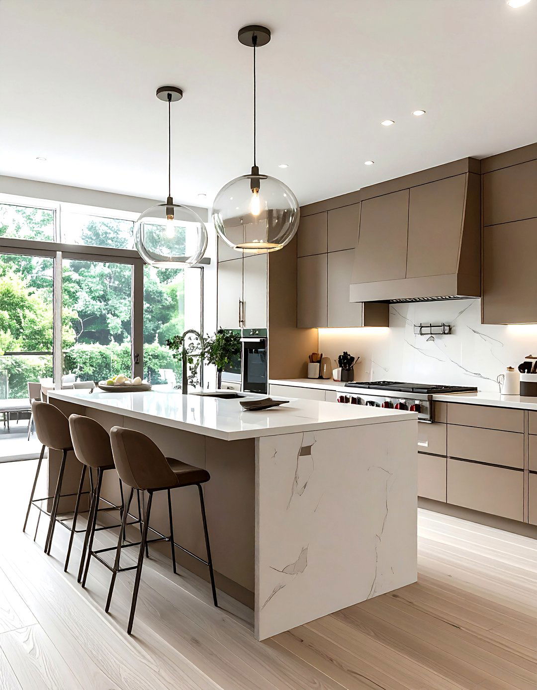 Taupe kitchen with pendant lighting - 30 taupe kitchen ideas