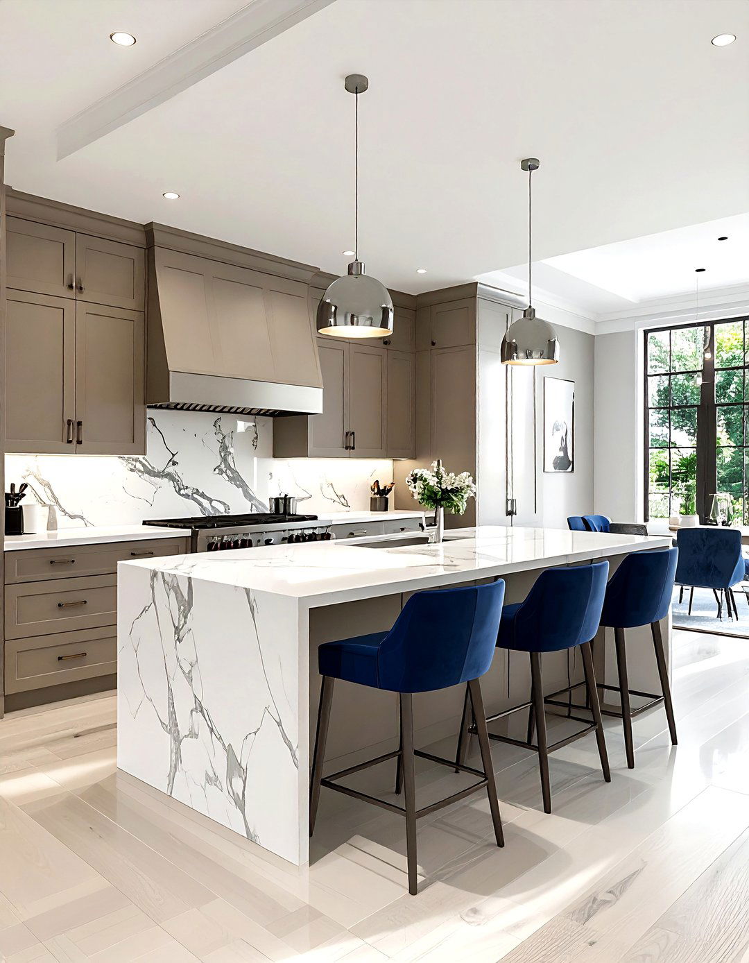 Taupe kitchen with white island - 30 taupe kitchen ideas