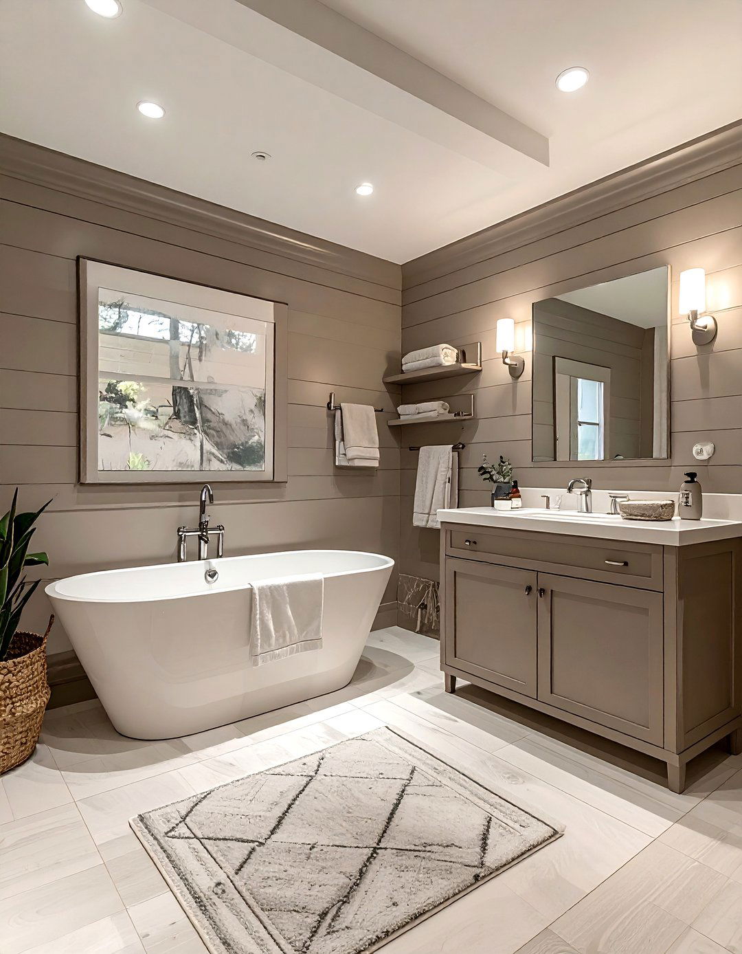 Taupe shiplap bathroom - 30 taupe bathroom ideas