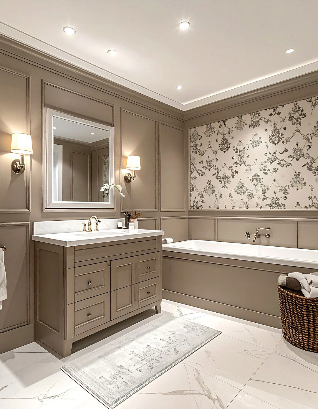 Taupe wainscoting bathroom - 30 taupe bathroom ideas